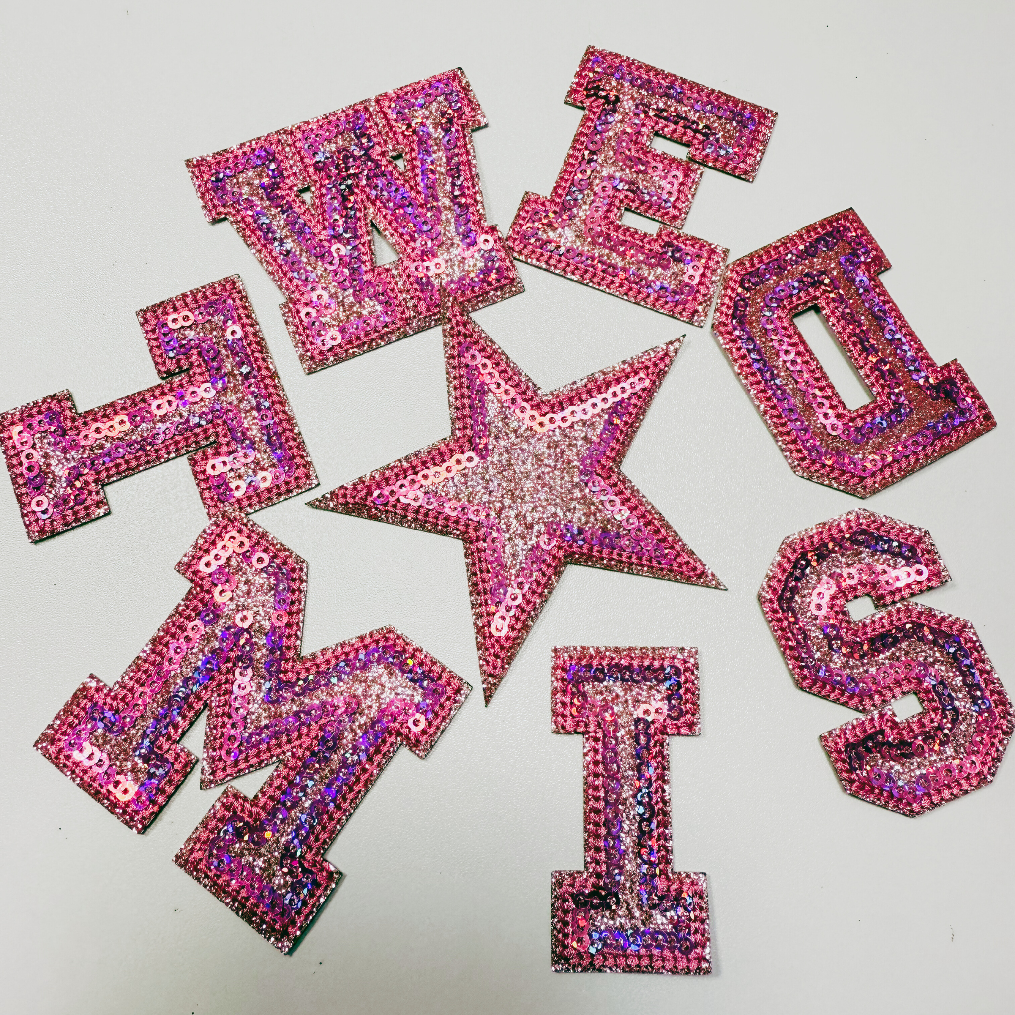 TEELUX - Wholesale Patch - 2" Glitter Sequin Letters  -  Embroidered Hat Patch1