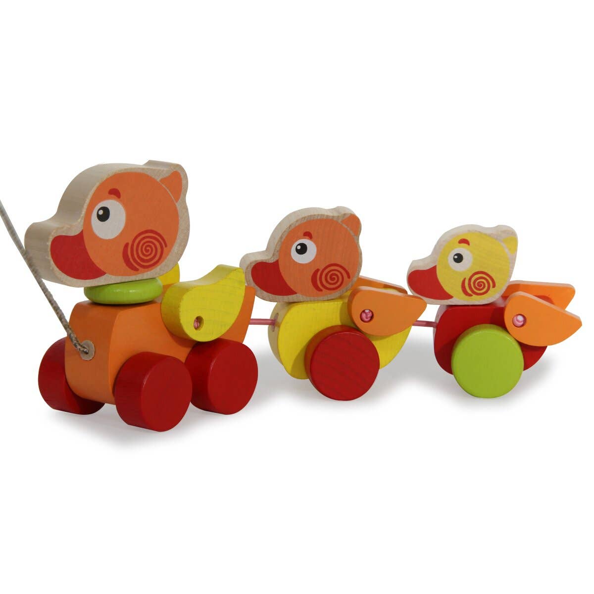 mhw24 - Wholesale Wood Toy - Kids - Kidiwood Pulling Duck Family Wooden Toy Set of 36
