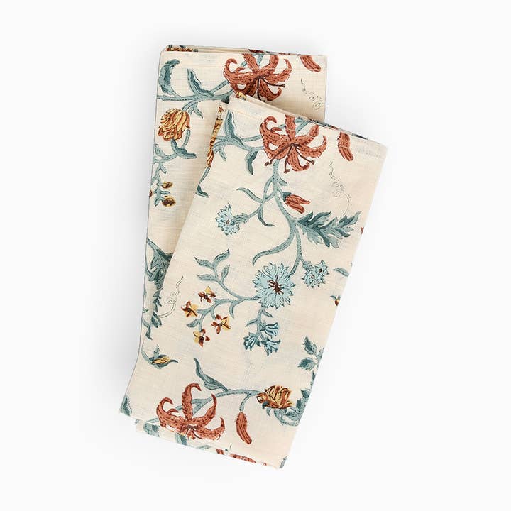 BLOCKBEDRUCKTES LEINEN-SERVIETTENSET 2ER-PACK - SENFGELB VANA für den Großhandel von Craft Boat