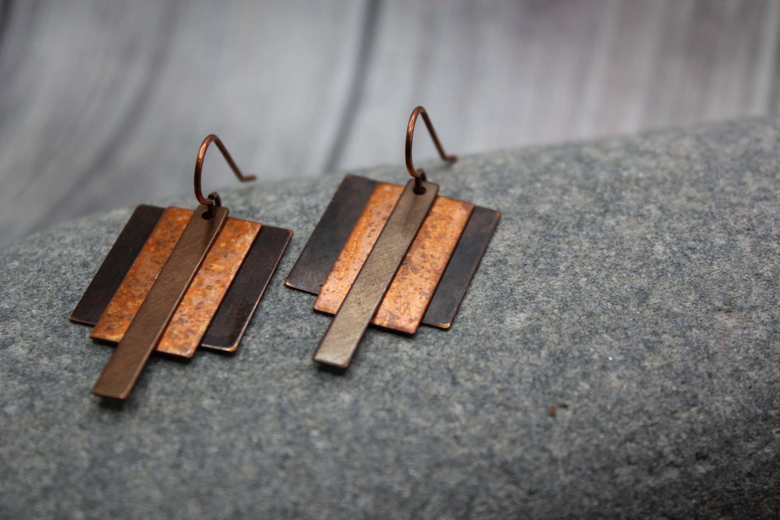 Harper House Studio - Wholesale Dangle Earrings - Art Deco Geometric Earrings – Copper & Bronze Mixed Metal2