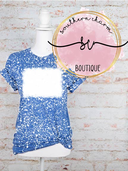 Heather True Royal Blue Blank Bleached Tees for wholesale by Southern Charm Boutique