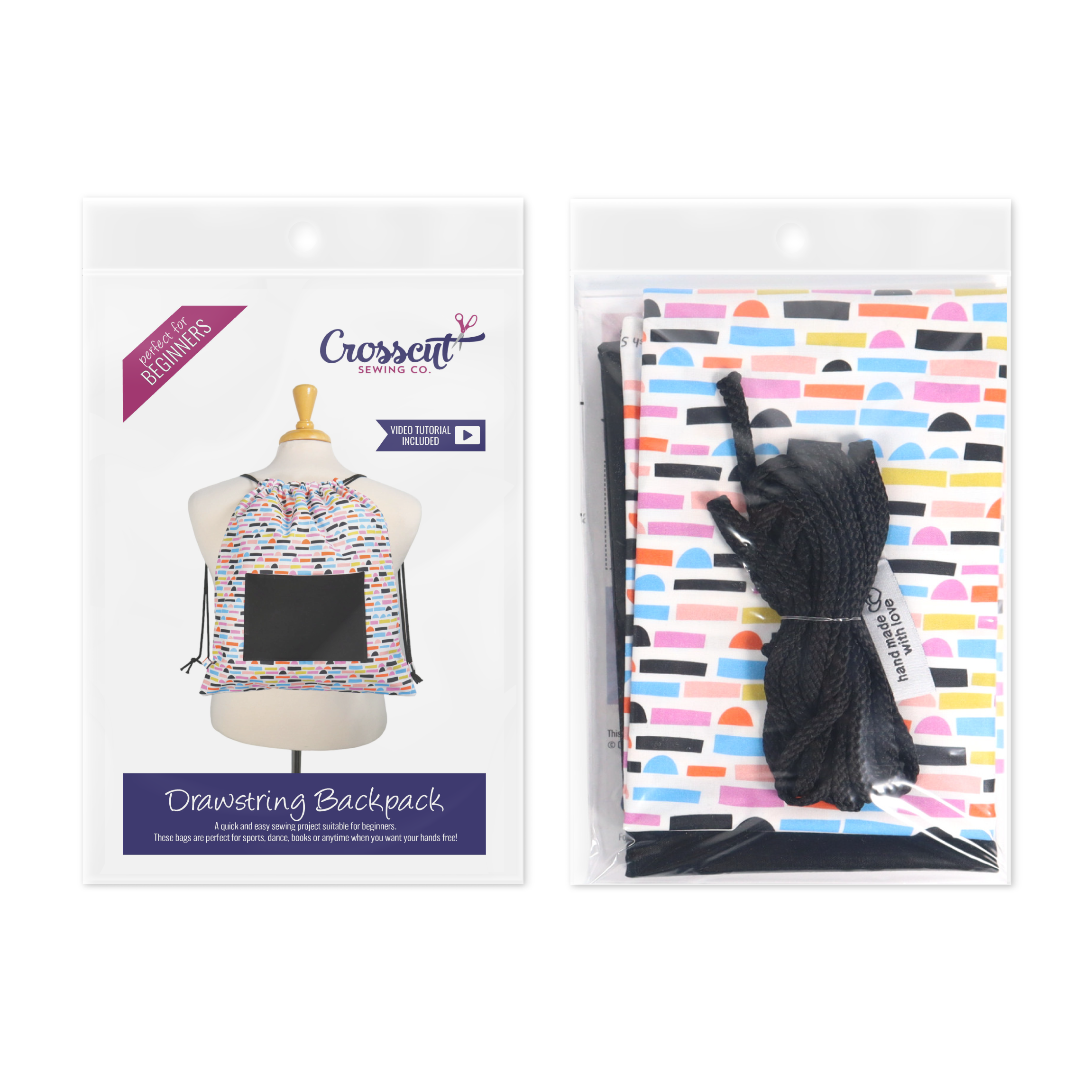 Crosscut Sewing Co. - Wholesale DIY Craft Kit - Drawstring Backpack Sewing Kit - DIY Sewing Project Kit for Beginners, Kids and Adults17