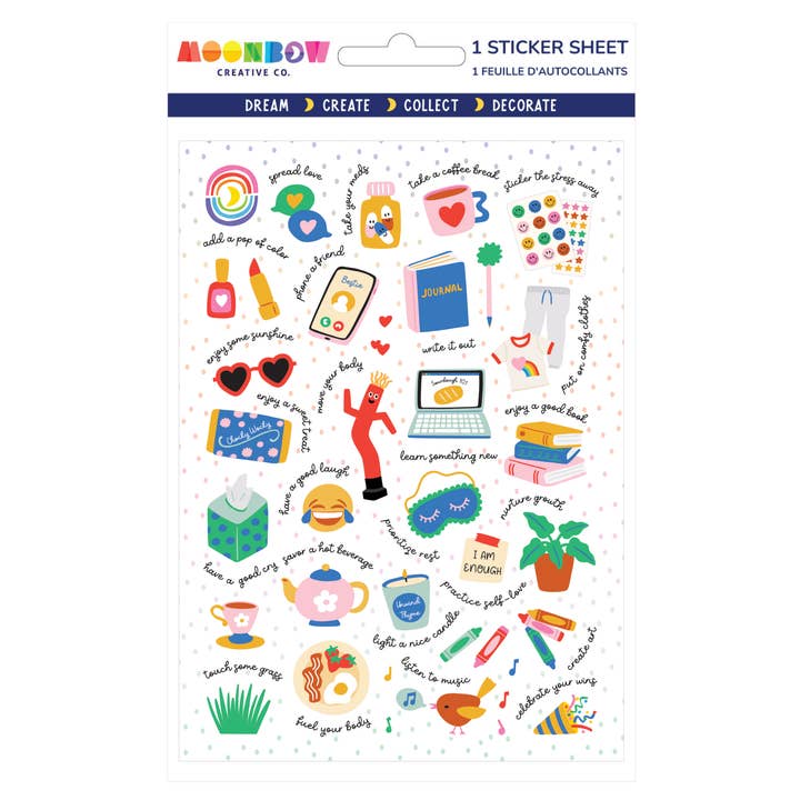 Foglio di Adesivi Lucidi Piccoli Sollevamenti dell'Umore per la vendita all'ingrosso da parte di Moonbow Creative Co.