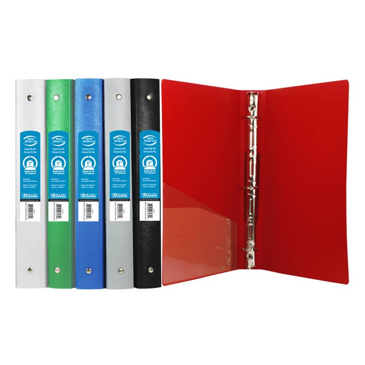 Luna Office Supply - Everyday Essential - Wholesale Binder - 1'' Matte Color Poly 3 Ring Binder with Pocket2