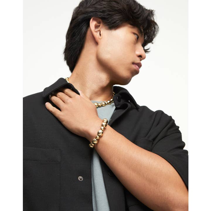 Dorado Läderarmband med 18K guldpläterade legeringspärlor för wholesale på Faire