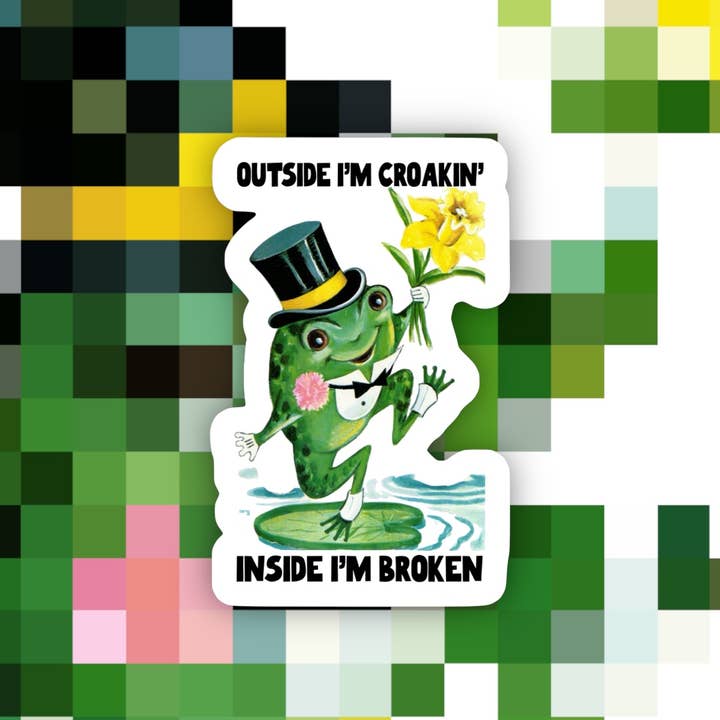 Retro sticker met kikker voor wholesale door Ace the Pitmatian Co