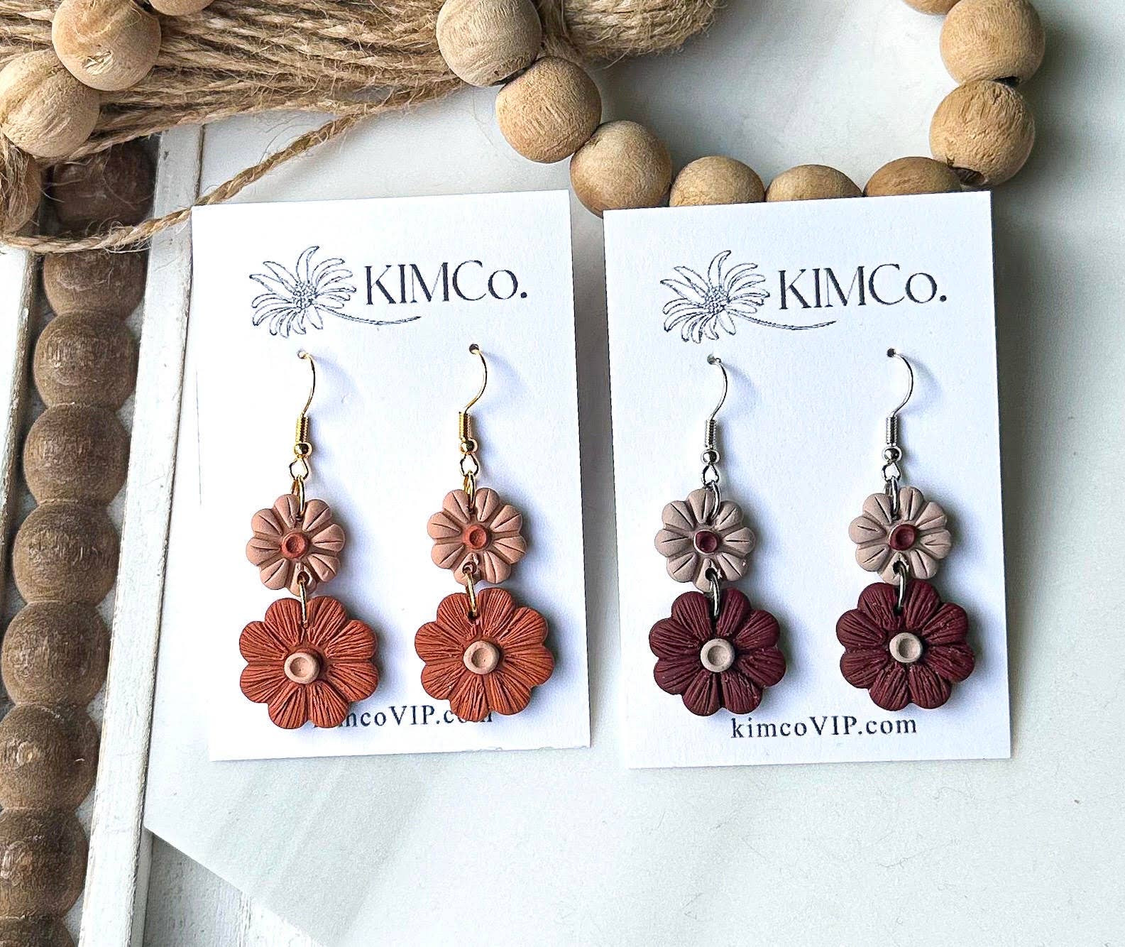 KIMCo. - Wholesale Dangle Earrings - Polymer Clay Earrings - Everyday - Flowers