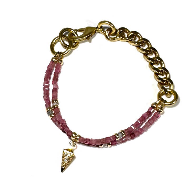 REMIX : TOURMALINE ROSE & GOUTTE ART DÉCO pour la vente par Rachel Nathan