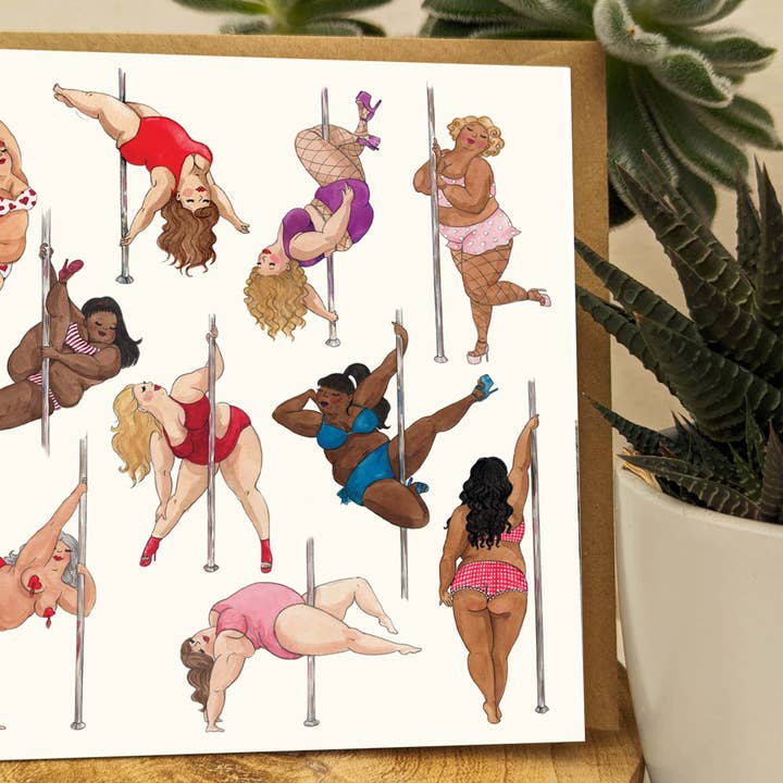 Hes Designs - Wholesale Birthday Card - Pole dancing ladies greeting card, Sexy birthday card, 3