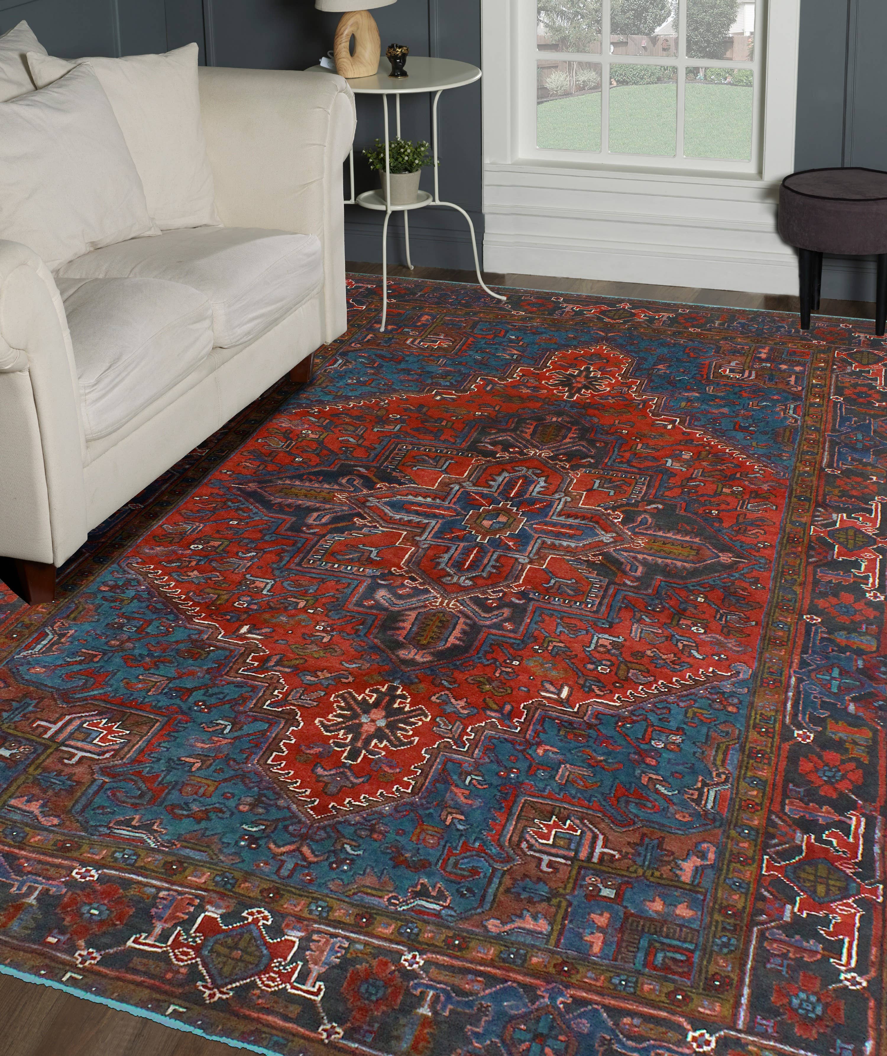 Noori Rug - Vente Tapis - Tapis Firuz Rouge/Charbon VTG Fin, 6'7" x 8'9"1