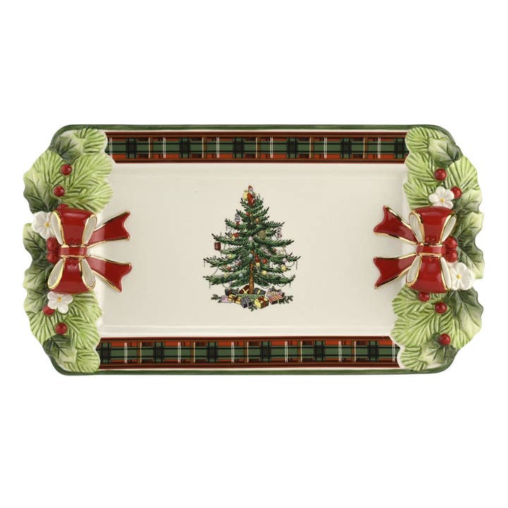 Portmeirion, Spode, Pimpernel, Nacthmann, Wrendale Designs - Wholesale Serving Tray - Spode Christmas Tree 2019 12 Inch Tartan Tray