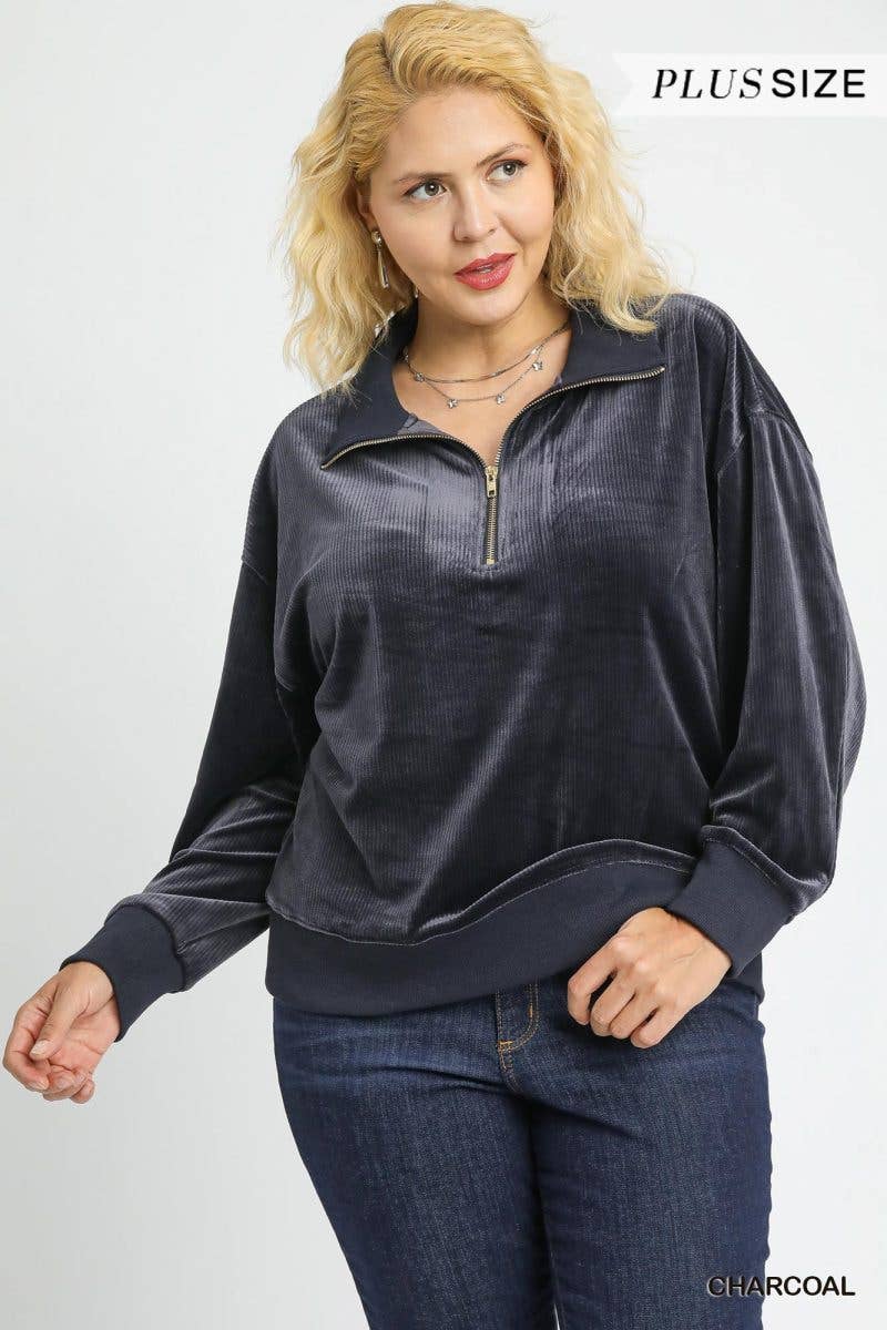 Vanilla Monkey - Wholesale Sweatshirt - Women's - Plus Soft Thermal Rib Knit Sweatshirt Top1