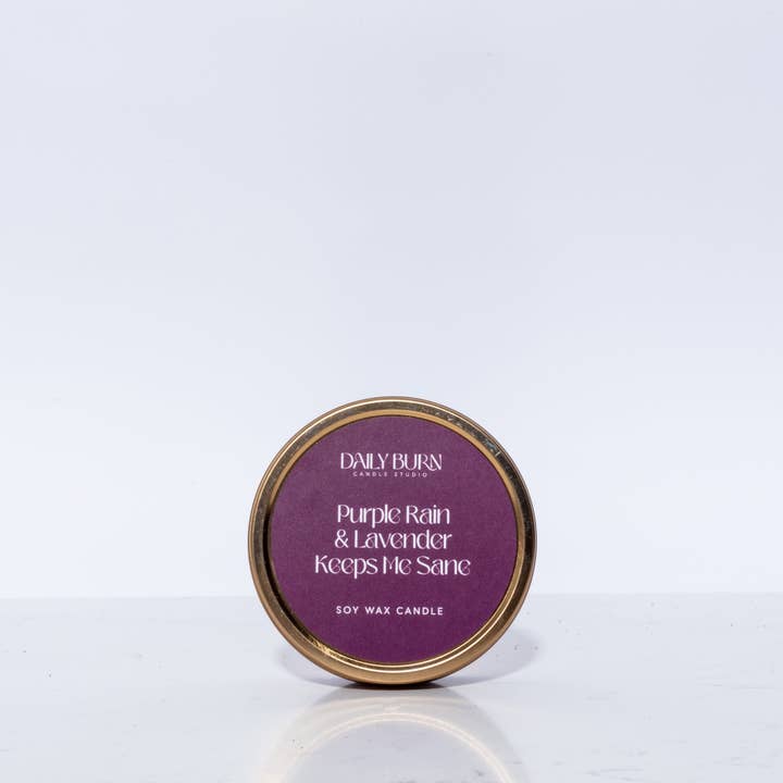 Daily Burn Candle Studio - Wholesale Travel Candles - Lavender Raine Keeps Me Sane Tin