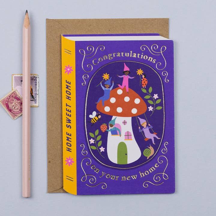 Mushroom House New Home Card for wholesale by Mifkins