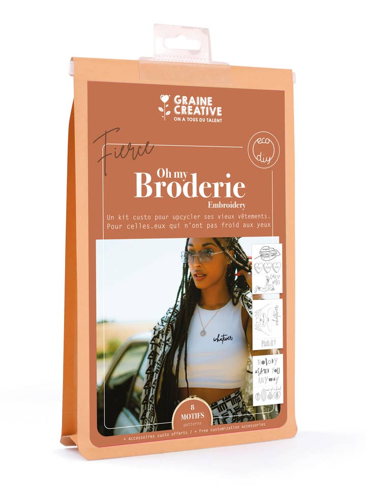 Kit di ricamo tematico « Fierce » su abbigliamento 165 x 240 x 50 mm per la vendita all'ingrosso da parte di Graine Créative