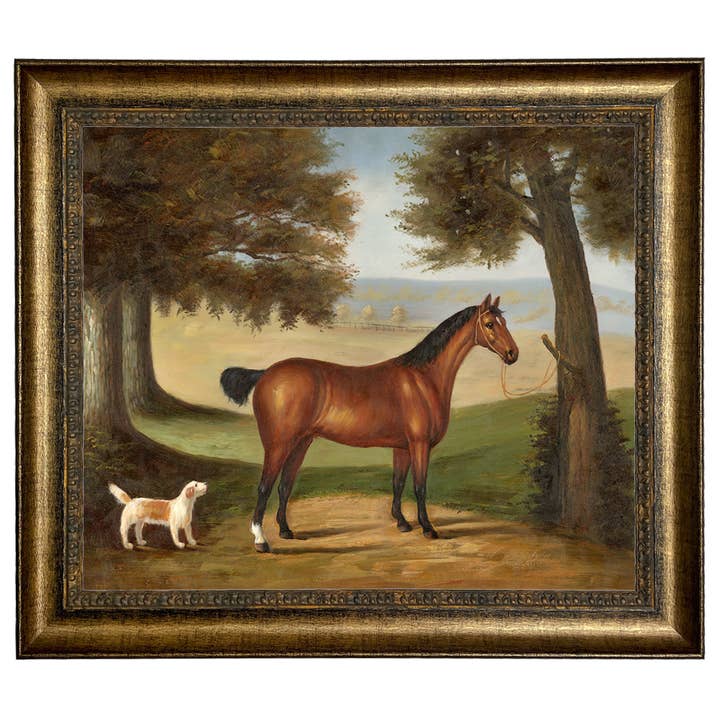 Madison Bay Co. - Historical Home Decor Reproductions - Wholesale Art Print - Horse and Dog in Landscape Vintage Painting Print on Canvas15