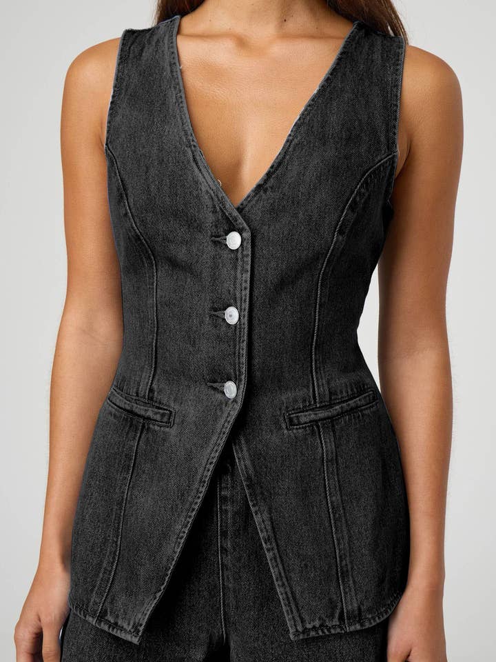 EmberLoom - Wholesale Top & Short Set (NOT Loungewear) - Women's - Casual Buttoned Denim Top and Shorts Set