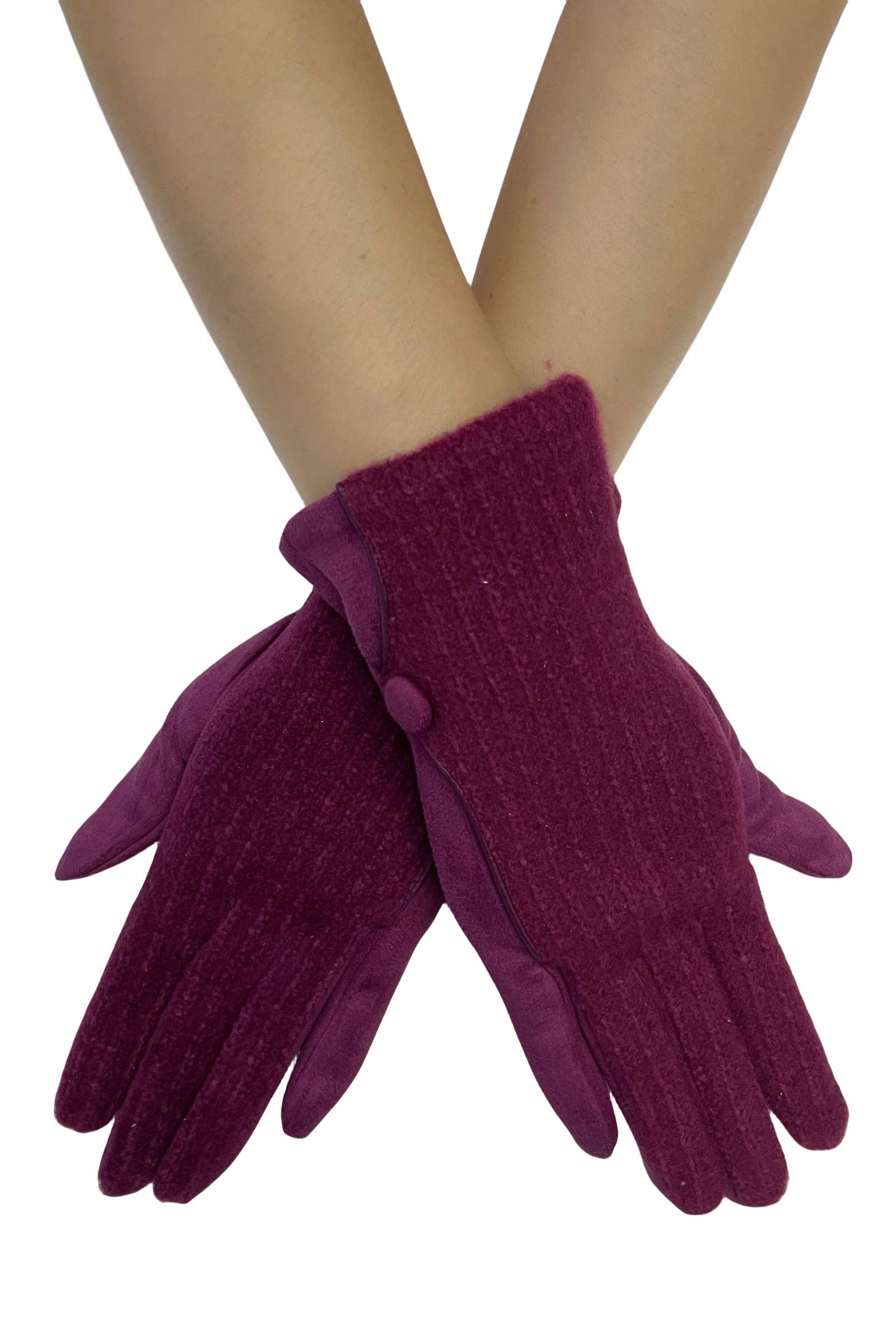 Fashion Scarf World – wholesale Gloves – Women's – Plain Button Knit Touchscreen Gloves6