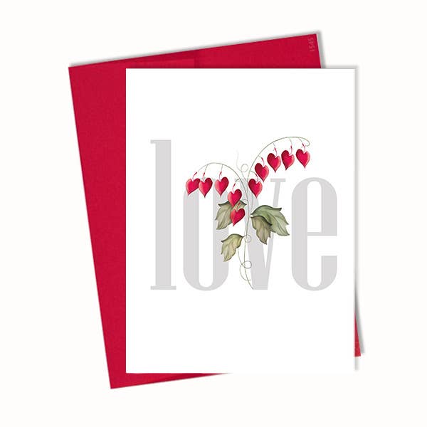 Cartão de Saudação de Dia dos Namorados "Amor" Coração-Sangrento Floral por atacado de Blue Stationery