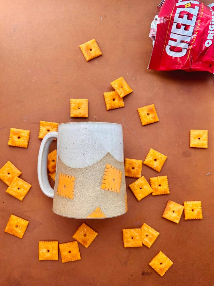 Cheez It Mug Handmade Ceramic for wholesale by ROB Ceramics