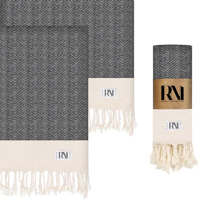 Herringbone Turkish Hand Towel (Set of 2) Kitchen Bath Beach for wholesale by Refinery Number One LLC
