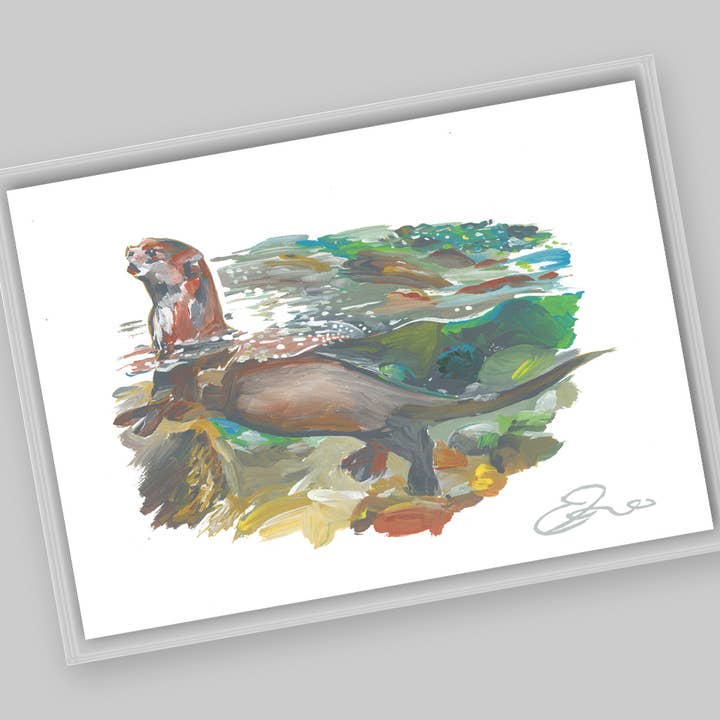Animaux – Carte postale de la loutre géante pour la vente par Eric Hanson Artwork