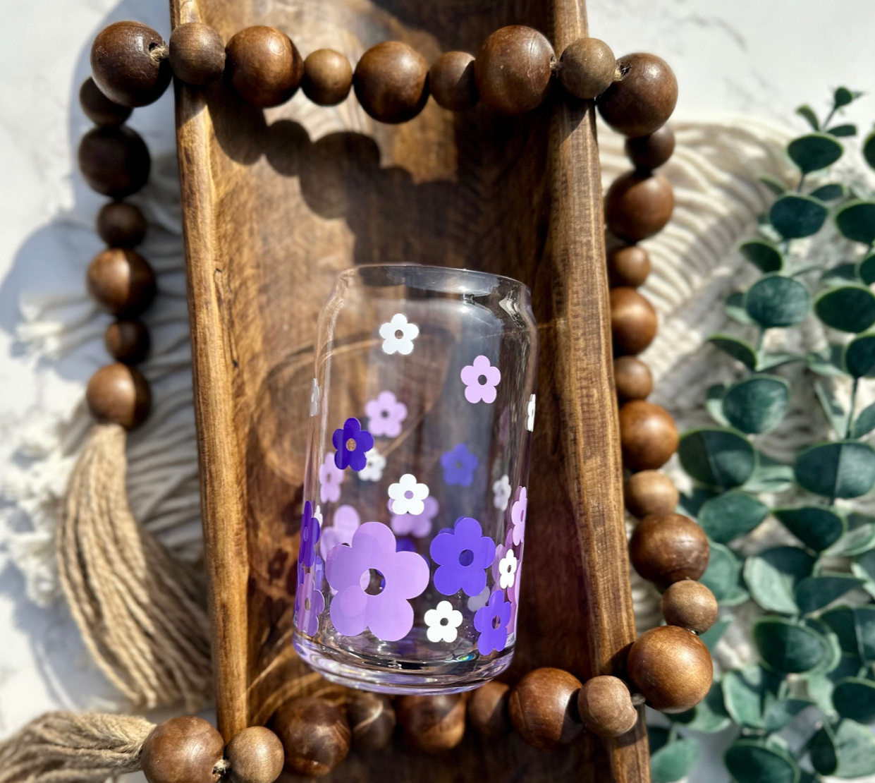 Bonita Bella Creations - Wholesale Drinking Glass/Cup - Retro Floating Flowers Beer Can Glass, 16oz or 20oz3