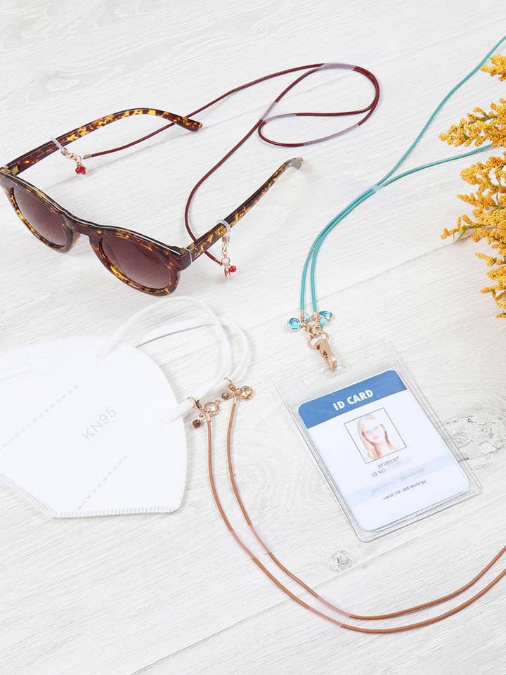 Necklace Leather Glass Beads - Masks or Eyeglasses Holder for wholesale by MYS Wholesale Inc