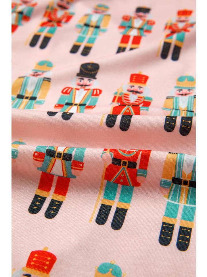 Pink Nutcracker Top and Shorts Christmas Pajama Set for wholesale on Faire9