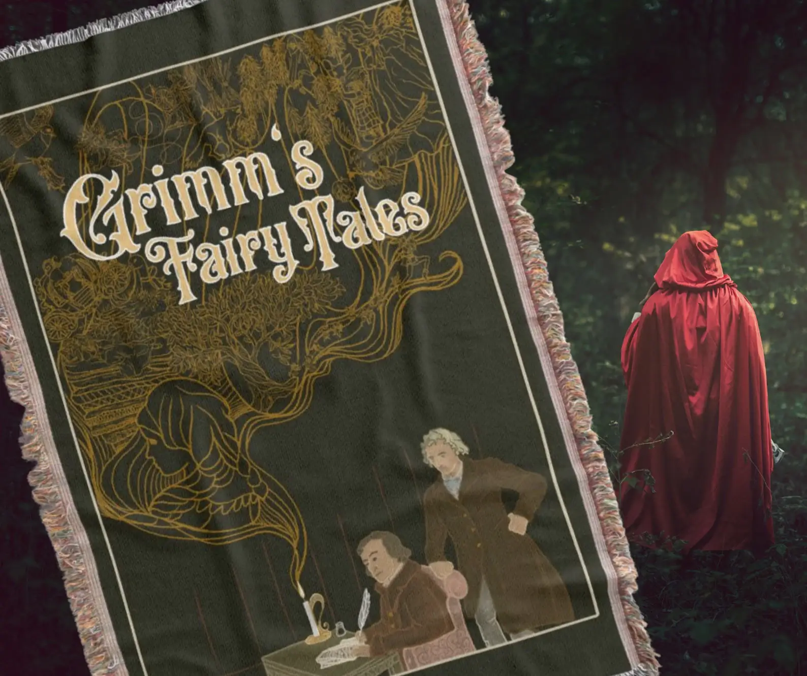 Brown Brothers Grimm Fairytale Woven Afghan Blanket Tapestry Throw for wholesale on Faire2