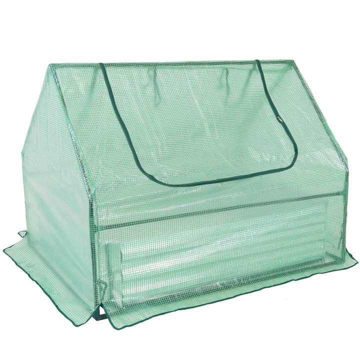 Sunnydaze Decor - Wholesale Plant Pot - Steel Raised Bed with Greenhouse - Green - 4 ft x 3 ft