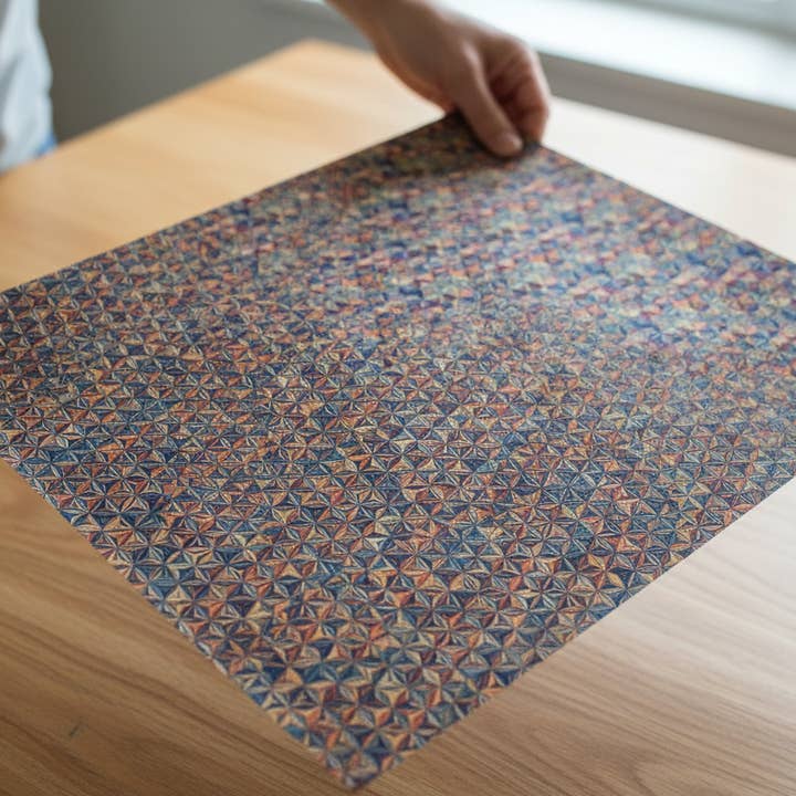 Natural Cork Fabric Geometric Pattern 13x19in 33x48cm for wholesale by Craft House PT