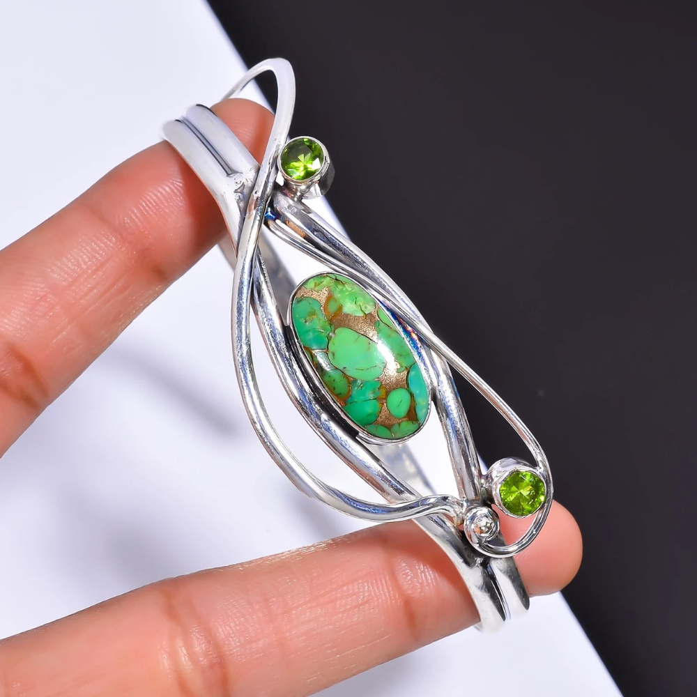 Ashlen - Wholesale Cuff Bracelet - TURQUOISE WAVY BANGLE (ADJUSTABLE)3