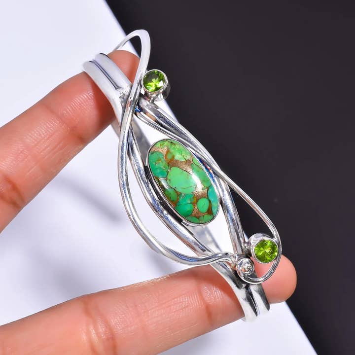 Ashlen - Wholesale Cuff Bracelet - TURQUOISE WAVY BANGLE (ADJUSTABLE)3