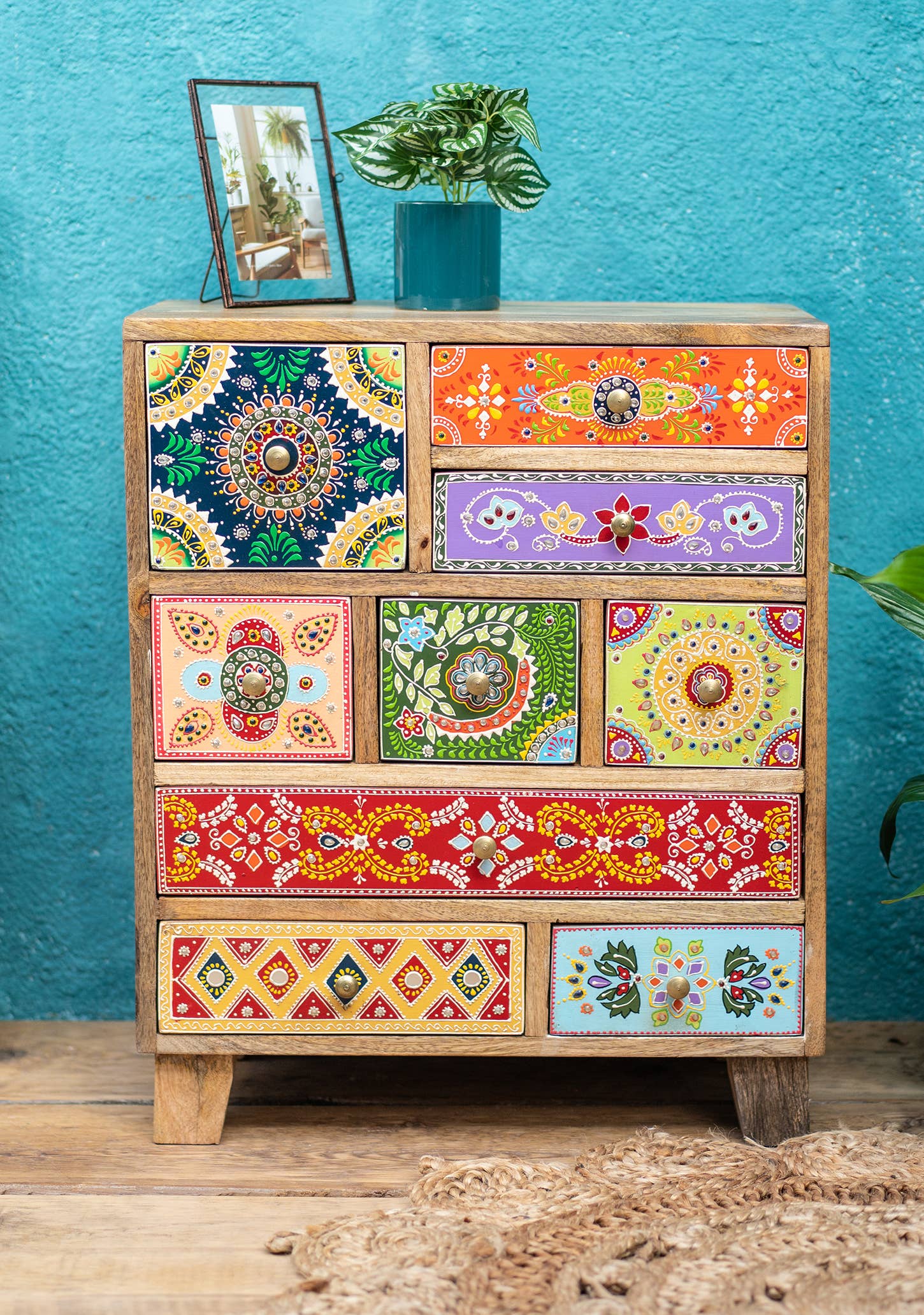 Namaste – wholesale Cabinet – Sankalaka Hand Painted 9 Drawer Cabinet / Chest3