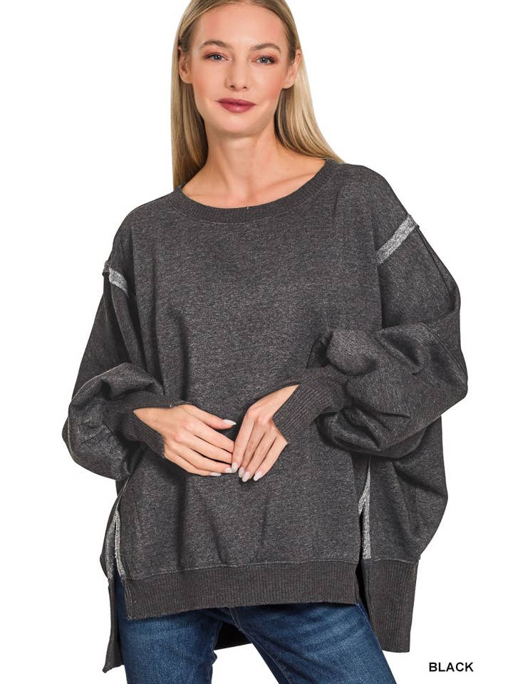 Vanilla Monkey - Wholesale Sweatshirt – Women's - Acid Washed Batwing Sleeve Fleece Sweatshirts3