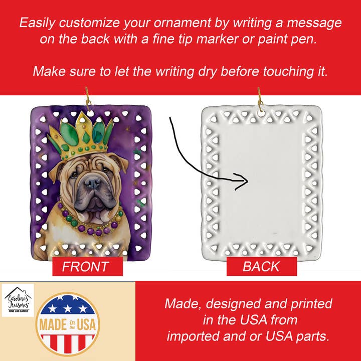 Caroline's Treasures - Wholesale Ornament - Shar Pei King of Mardi Gras Porcelain Ornament DAC4883