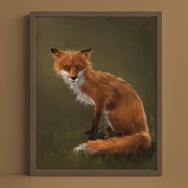 Impression d'art de peinture à l'huile de renard de forêt pour la vente par The Ugly Cat Studio