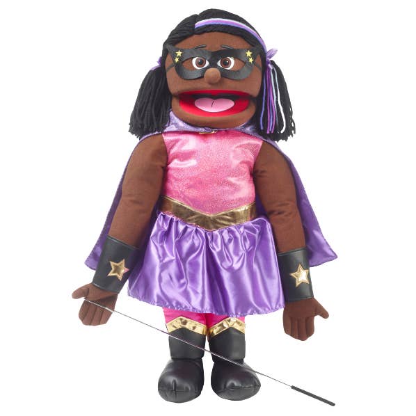 Silly Puppets Superheldin Mädchen, Schwarz (25") für den Großhandel von Silly Puppets