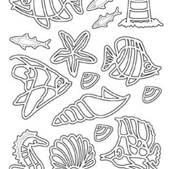 Ecstasy Crafts Distributing - Wholesale Sticker - Peel-Off Stickers - Fish/Sealife/Shells