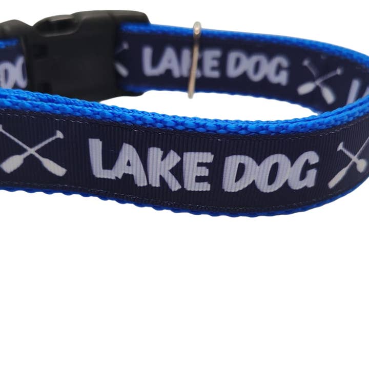 Lake Dog Blue Nylon Dog Collar for wholesale by Doot's Pet - Collars For A Cause