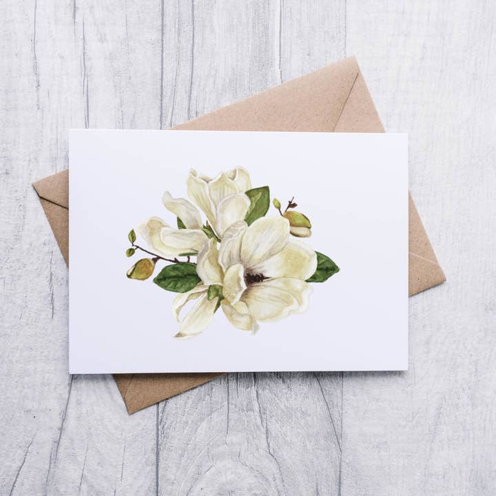 Magnolia Flower Note Cards for wholesale by Mississippi Mae Monograms