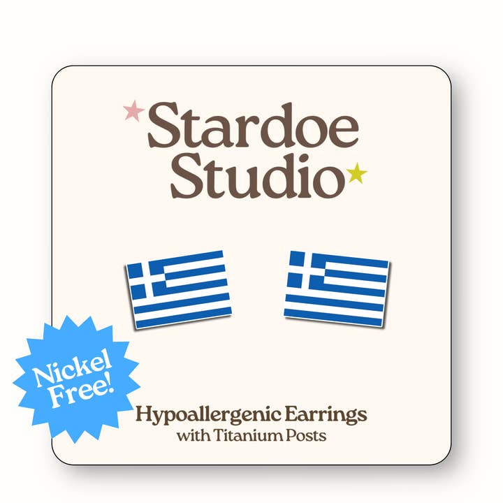 Greek Flag (Greece) Earrings for wholesale by Stardoe Studio