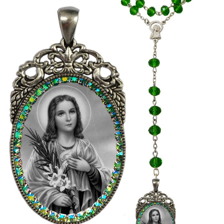 MariaSantissimaShop - Vendita all'ingrosso Collana con ciondolo/pendaglio - Goretti (Santa Maria) — Rosario Patrona delle vittime dello stupro; Vittime del crimine; Adolescenti; Giovani Moderni e Bambini di Maria - Gioielli fatti a mano