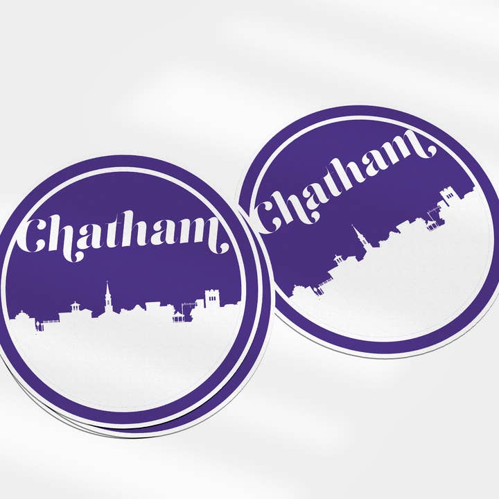 Chatham New Jersey retro skyline klistermærke | Flere farver for engroshandel hos Paperfinch Design