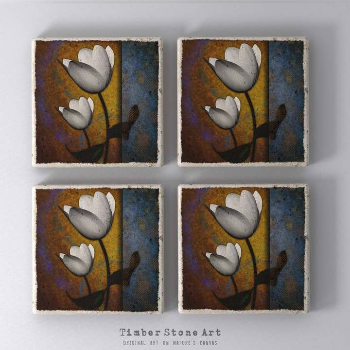 MAIN0012 - Set Of 4 Natural Stone Coasters for wholesale by Timber Stone Art