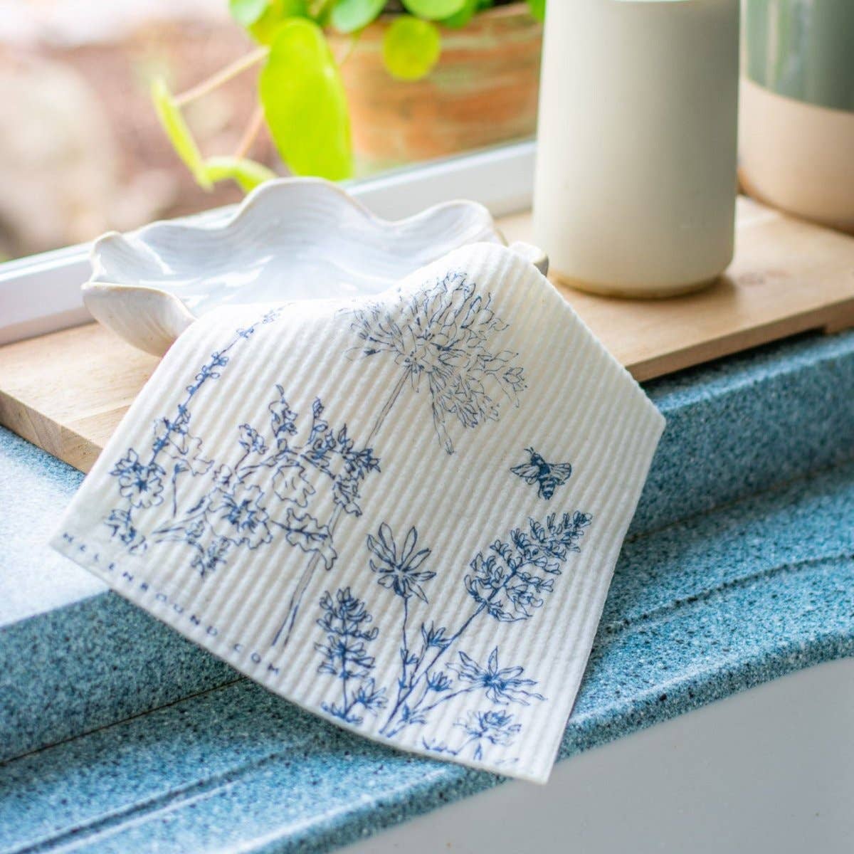 Helen Round - hand printed linen and bamboo wellness – wholesale Dishcloth – Plastic Free, Kitchen Cloths, Swedish Cloths - Bundle Of 5 7