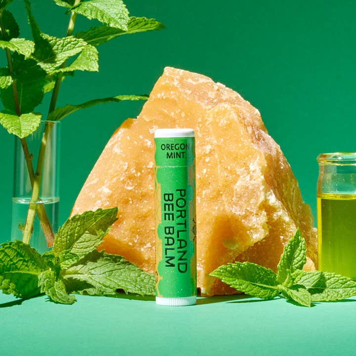 Portland Bee Balm – wholesale Läppbalsam – Mint Bivax Läppbalsam Display - Uppfriskande Återfuktande 24st1