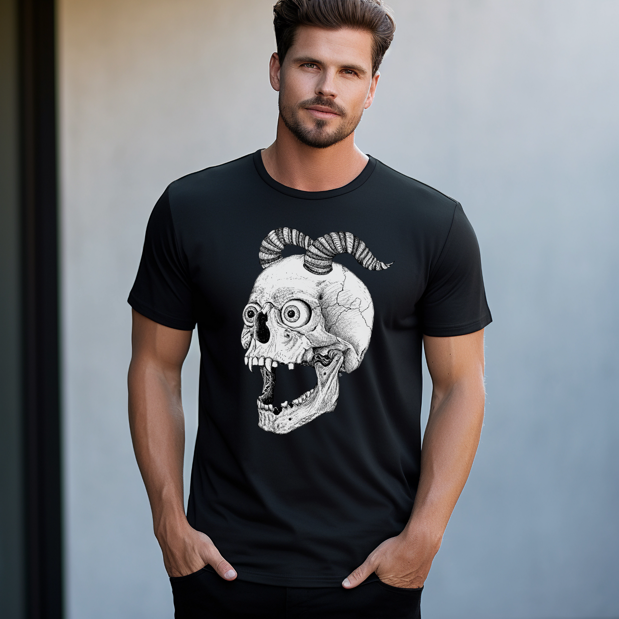 Hannah Kate Makes – wholesale T-shirt (graphic) – unisex – Screaming Skull T-shirt - Black - 100% Cotton - Reg/Fitted24
