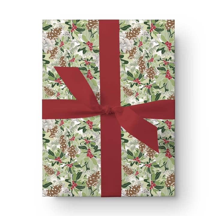 Mistletoe Christmas Wrapping Paper for wholesale by Kartoti Designs